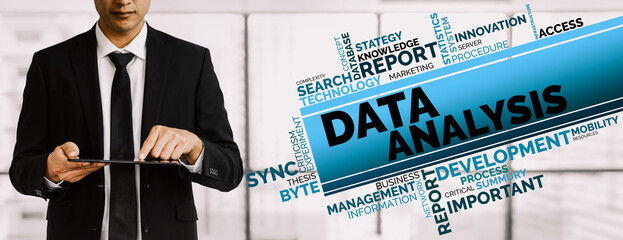 Wall Mural - Data Analysis for Business and Finance Concept. interface showing future computer technology of profit analytic, online marketing research and information report for digital business strategy. uds