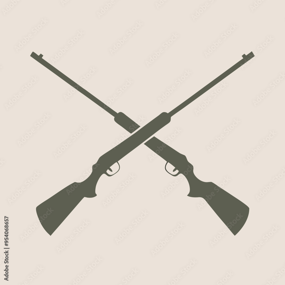 Two crossed rifles, vector silhouette clipart, isolated white ...