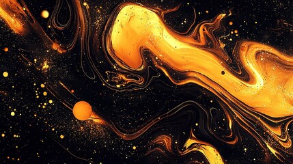 Canvas Print -  Zoomed-in on a contrasting yellow-black backdrop featuring bubbles in the lower right corner