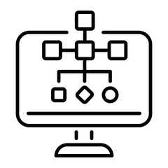 Sticker - Line style icon of online data modeling