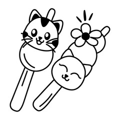 Wall Mural - Dango cats icon in sketchy style