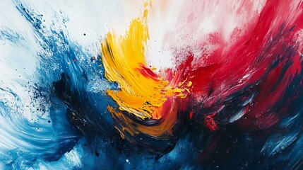 Canvas Print - Dynamic abstract expressionism with vibrant colors in a high-energy photo