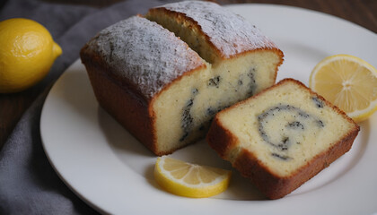 Poster - lemon poppy seed cake on a plate