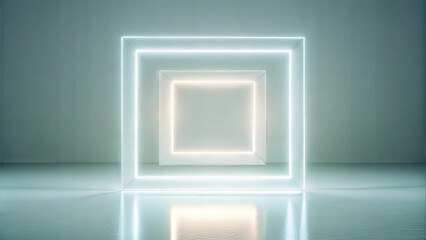 Sleek modern light boxes against a minimalistic background, futuristic and stylish