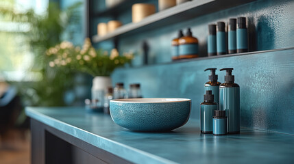 A visit to the beautician, with professional tools and skincare products in a serene setting.