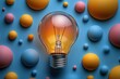 © Graph Squad - A light bulb is lit up in a room with many colorful balls