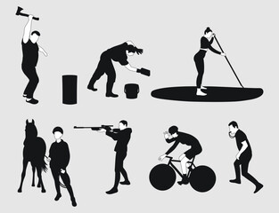 Wall Mural - Peoples professions, female and male silhouettes with attributes