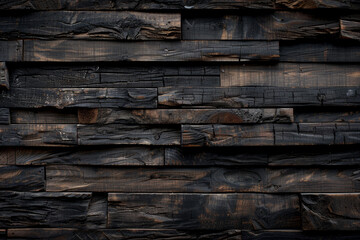 Wall Mural - A black and brown wooden wall with a lot of texture