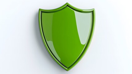 Shield depicting protection. shield 3d icon. Protection, defense and security concept symbol: green shield on isolated on white background