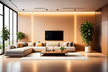 Wall Mural - Modern living room interior design, Generated by Ai