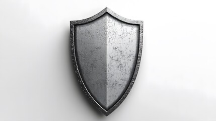 Shield depicting protection. shield 3d icon. Protection, defense and security concept symbol: grey shield on isolated on white background