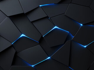 Dark grey black abstract background with blue glowing angular lines design for social media post, business, advertising event. Modern technology innovation concept background