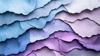 Sticker -   A close-up of layered paper in shades of blue, purple, and pink