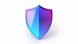 © Gary - Shield depicting protection. shield 3d icon. Protection, defense and security concept symbol: blue and purple shield on isolated on white background