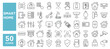 © M Design - Set of 50 line icons related to smart home, control, system, technology, alarm, surveillance, lock, protection, security, remote, Editable stroke. Vector illustration