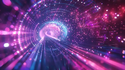 Wall Mural - abstract purple and pink light tunnel.
