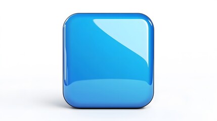 Wall Mural - blank mobile application icon, button - blue square with round corners. 3d rendering, white backgrou