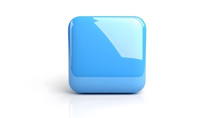 Wall Mural - blank mobile application icon, button - blue square with round corners. 3d rendering, white backgrou