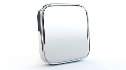 blank mobile application icon, button - silver square with round corners. 3d rendering, white backgr