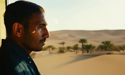 Canvas Print - Tunisian Man Reflecting on Life by the Window