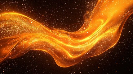   Orange and Gold Wave Image on Black Background