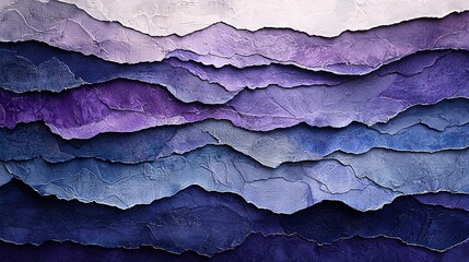 Wall Mural -   A close-up of a sheet of paper resembling a mountain range with hues of blue, purple, and white