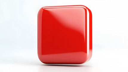 Wall Mural - Blank Mobile application icon, button - red square with round corners. 3d rendering, white background