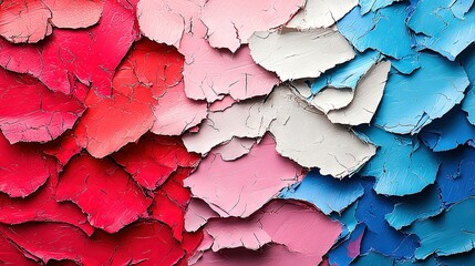 Wall Mural -   Close-up of a tri-colored painting with chipped paint edges