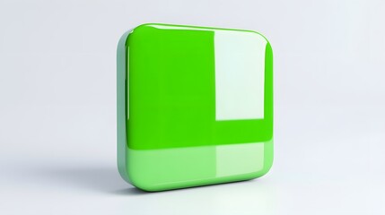 Wall Mural - Blank Mobile application icon, button - green square with round corners. 3d rendering, white background