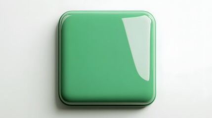 Wall Mural - Blank Mobile application icon, button - green square with round corners. 3d rendering, white background