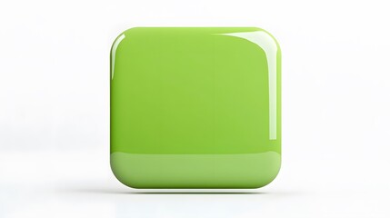 Wall Mural - blank mobile application icon, button - green square with round corners. 3d rendering, white backgro