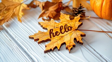 Wall Mural - A fallen leaf with the word 