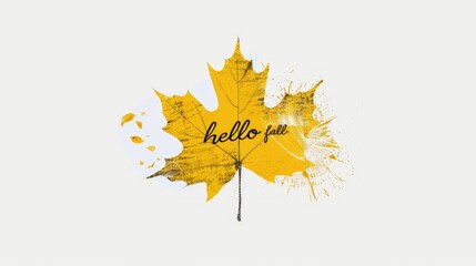 Sticker - A simple, cute wooden yellow maple leaf with the word 