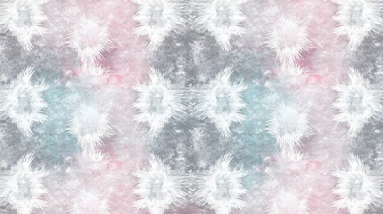 Wall Mural -   A pattern of white feathers on a pink-gray-blue background, with white feathers on pink-gray-blue-pink-white