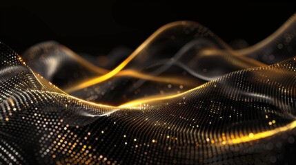 Wall Mural - a captivating abstract design showcasing flowing waves in a dark background. these waves are dotted 