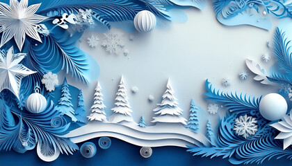 Poster - blue christmas background for postcards, posters and placards, indoor, outdoor with landscapes and frames