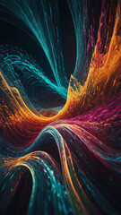 Wall Mural - Abstract waveforms with dynamic light play