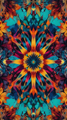 Poster - Colorful kaleidoscope pattern with symmetrical shapes