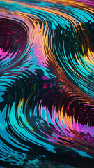 Poster - Iridescent holographic waves with vibrant hues