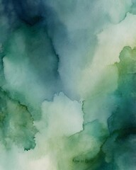 Wall Mural - Green and blue combination of watercolor hues on white background, abstract illustration wallpaper