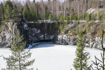 Wall Mural - Marble canyon in the mountain park of Ruskeala, Karelia, Russia. Beautiful nature landscape. Ruskeala Mountain Park.