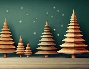 Wall Mural - wooden decoration christmas tree, christmas card