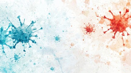 Wall Mural - Abstract Watercolor Background with Blue and Red Splashes