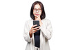 © panadesignteam - Asian Businesswoman thinking isolated transparent