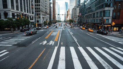 Busy urban intersection background