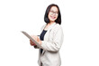 © panadesignteam - Asian Businesswoman with clipboard isolated transparent