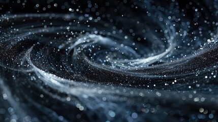 Canvas Print - abstract bokeh background of swirling white lights on a black surface.