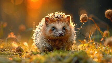 Canvas Print - Cute Hedgehog in the Sunset