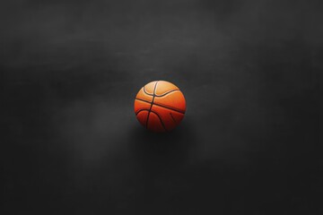 A Single Basketball on a Dark Background