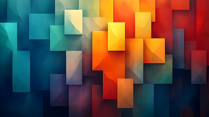 Wall Mural - Abstract geometric background with blue, orange, and yellow squares.